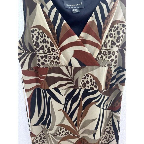 Connected Apparel Sleeveless Brown Empire Waist Floral Cottage Earthy Fall Sz 10 - Picture 3 of 5